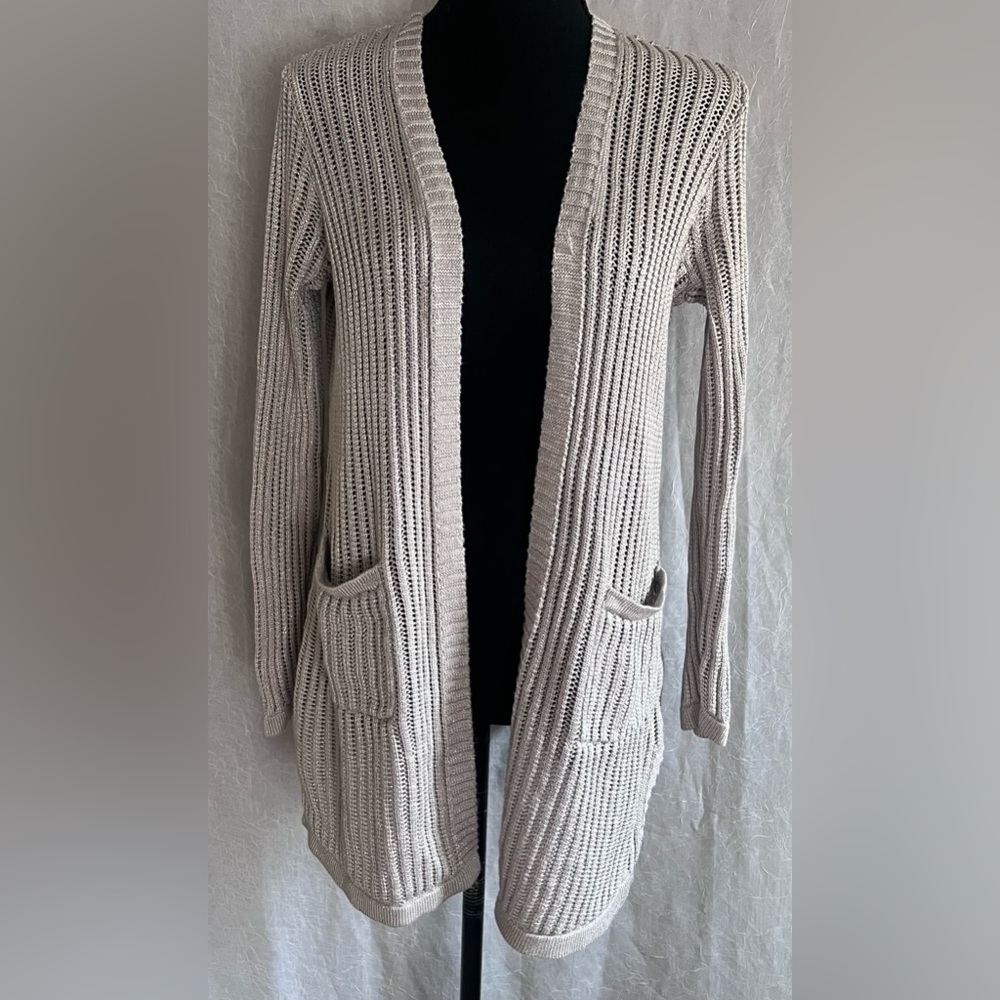 Shimmery Ribbed Cardigan Sweater